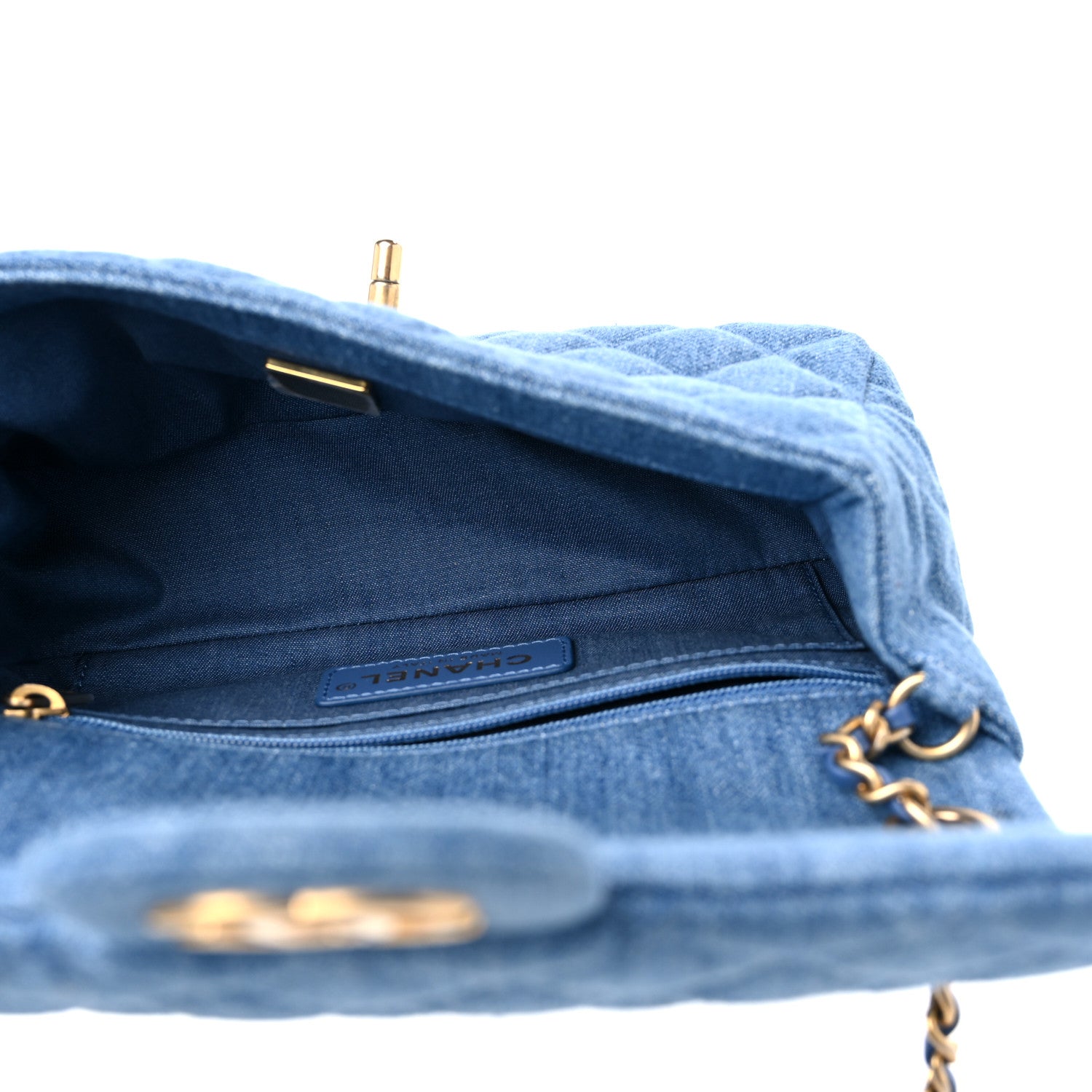 Chanel Denim Quilted Mini Pearl Crush Rectangular Flap Blue 5 of 9