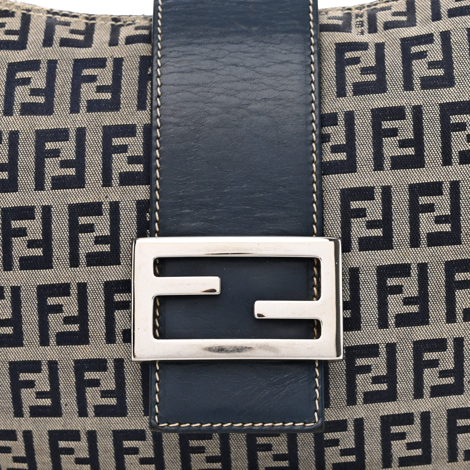 Fendi Zucchino Half Moon Baguette Navy Blue 7 of 11