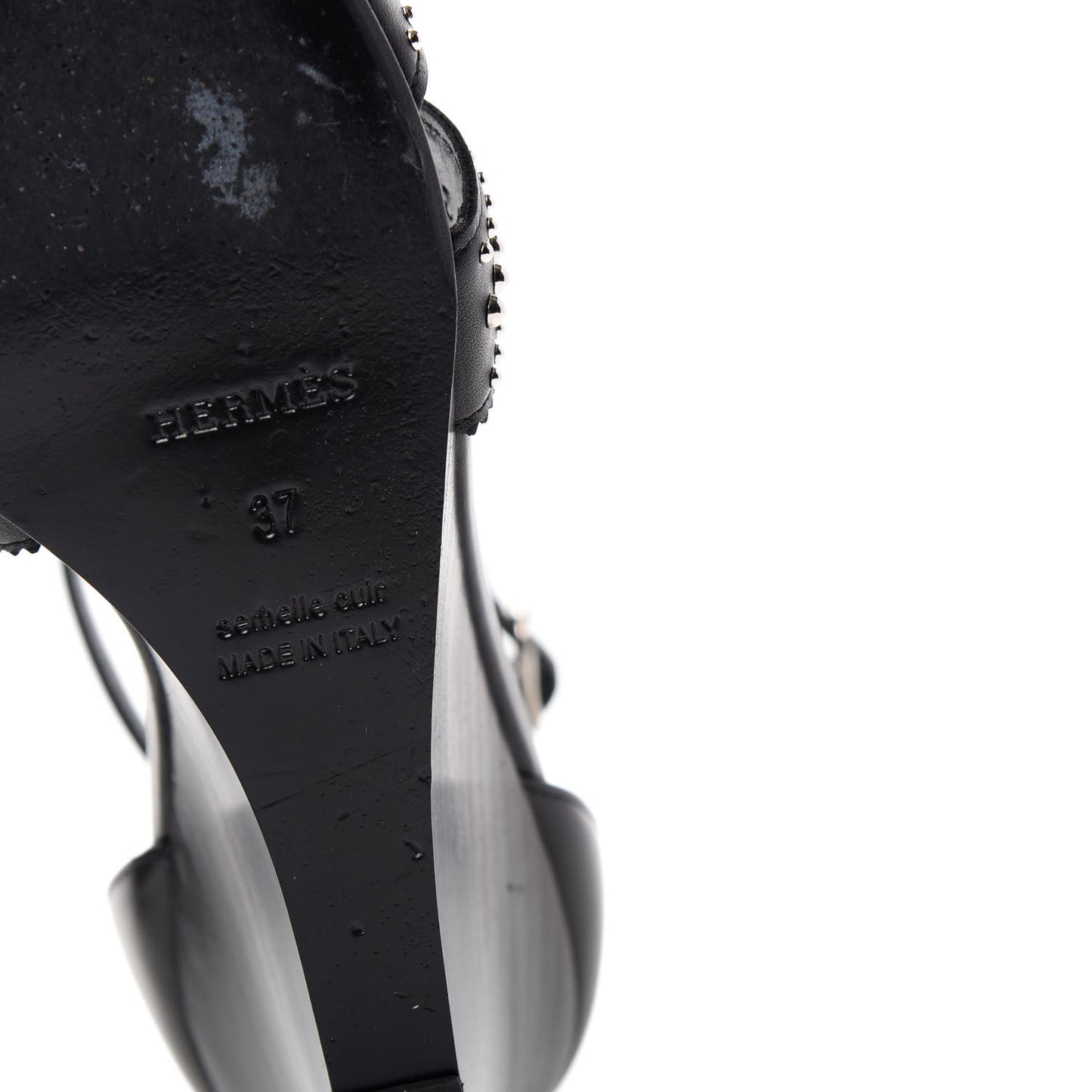 Calfskin Clous Legend Wedge Sandals 37 Black