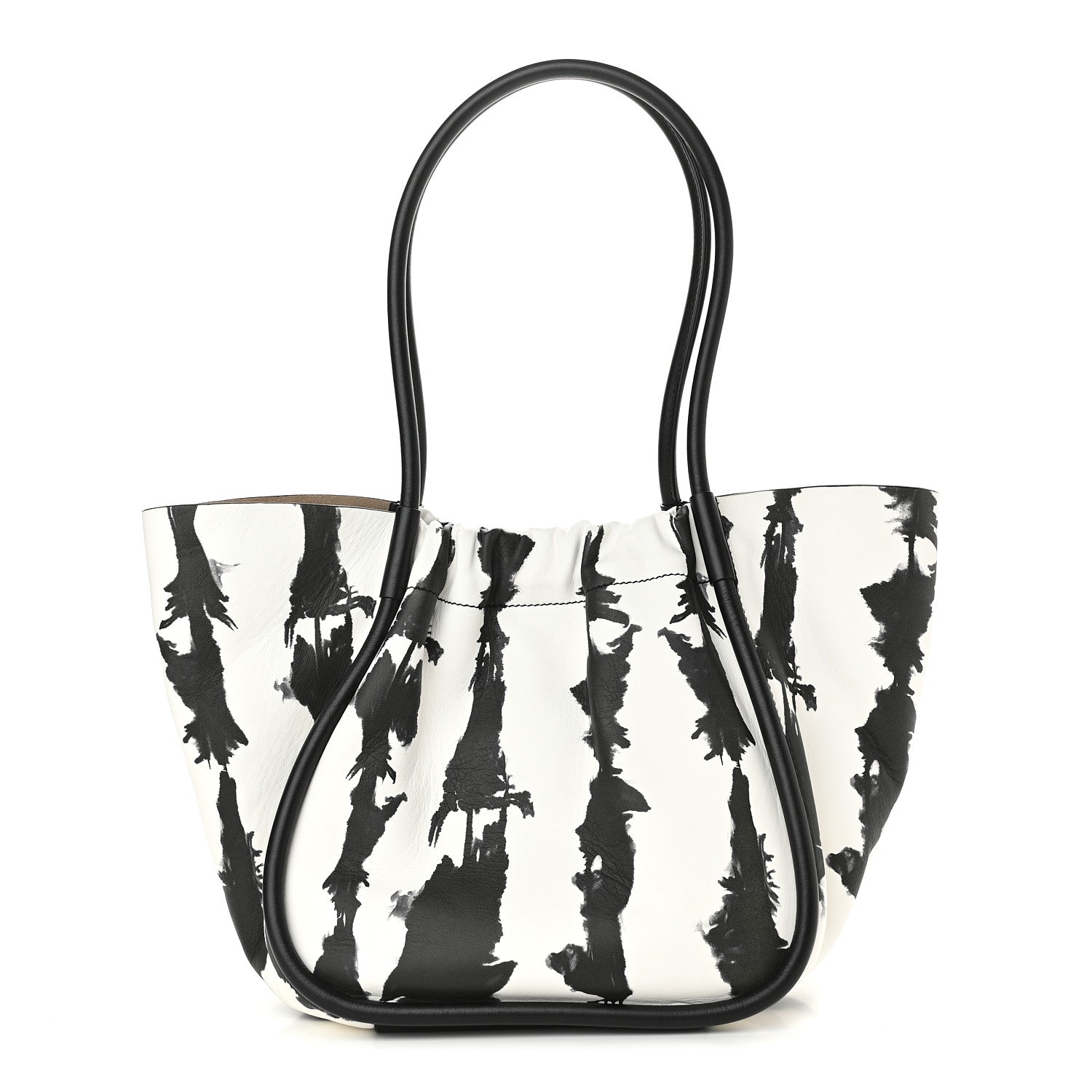 Proenza Schouler Lambskin Tie Dye XL Ruched Tote Optic White Black 3 of 9