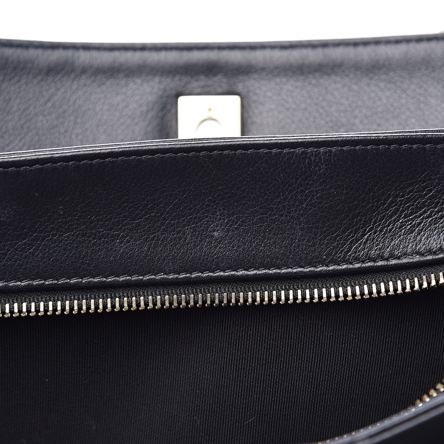 Calfskin Stitched Large Chevron Chic Shopping Bag Black