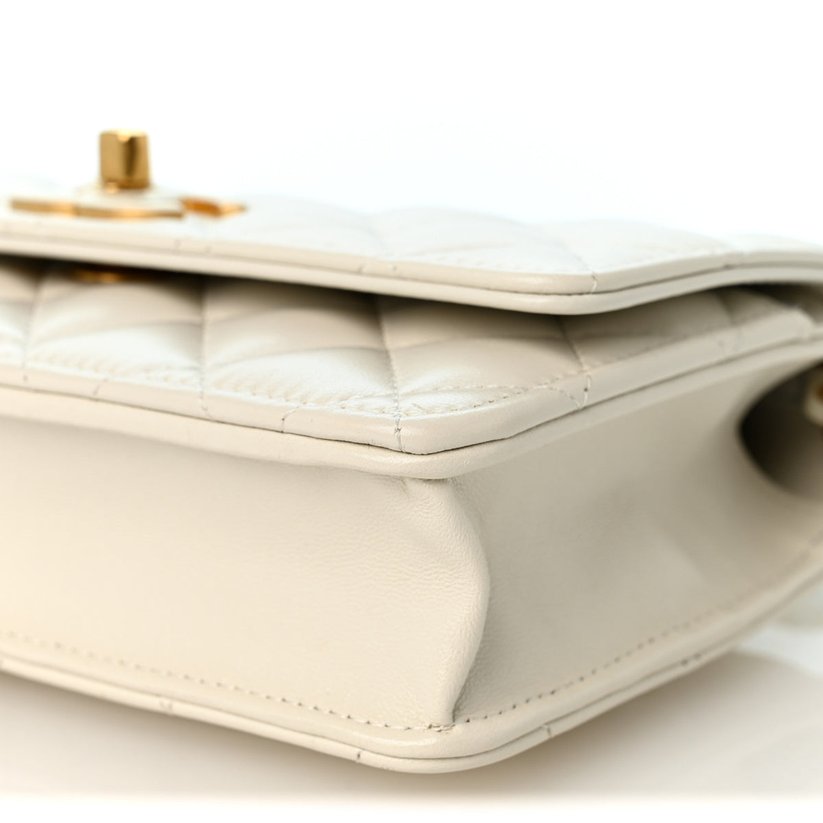 Chanel Lambskin Enamel Quilted CC Slide Wallet On Chain WOC White 11 of 11