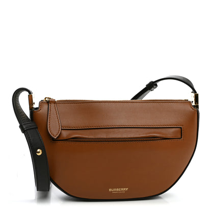 Burberry Calfskin Small Two-Tone Olympia Shoulder Bag Warm Tan 1 of 8