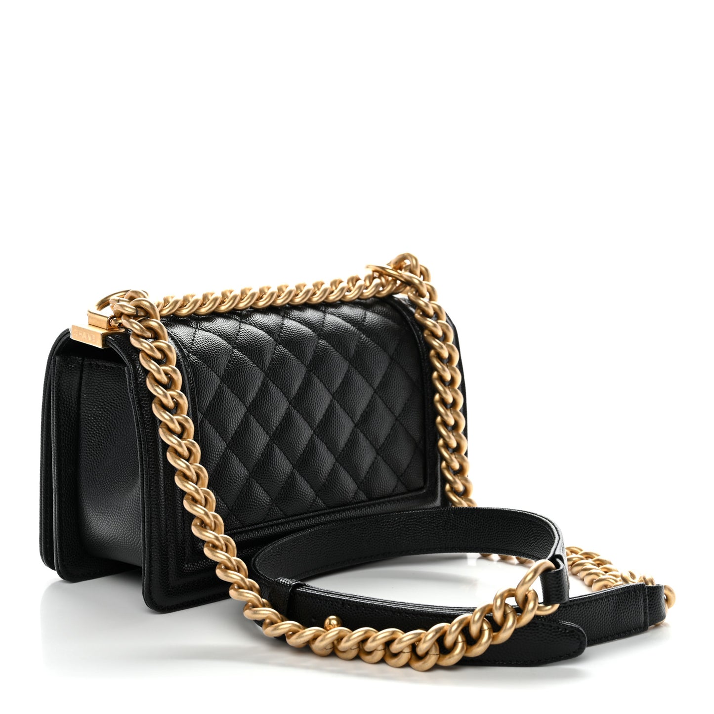 Caviar Quilted Small Boy Flap Black