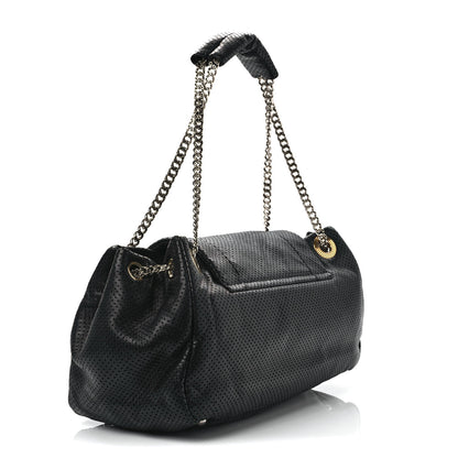 Chanel Calfskin Perforated Large Drill Accordion Flap Black 3 of 12