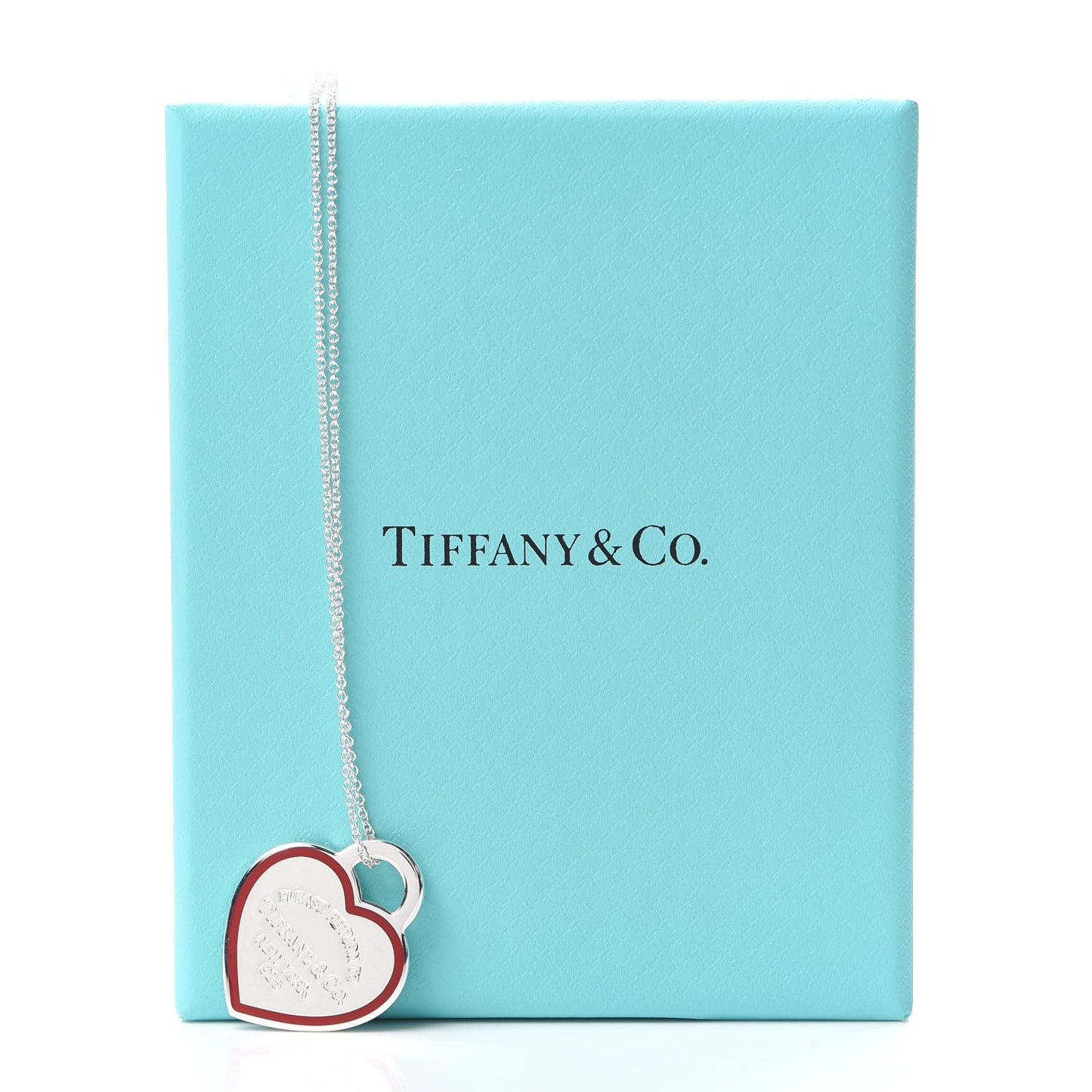 Sterling Silver Enamel Return to Tiffany Heart Tag Pendant Necklace Red