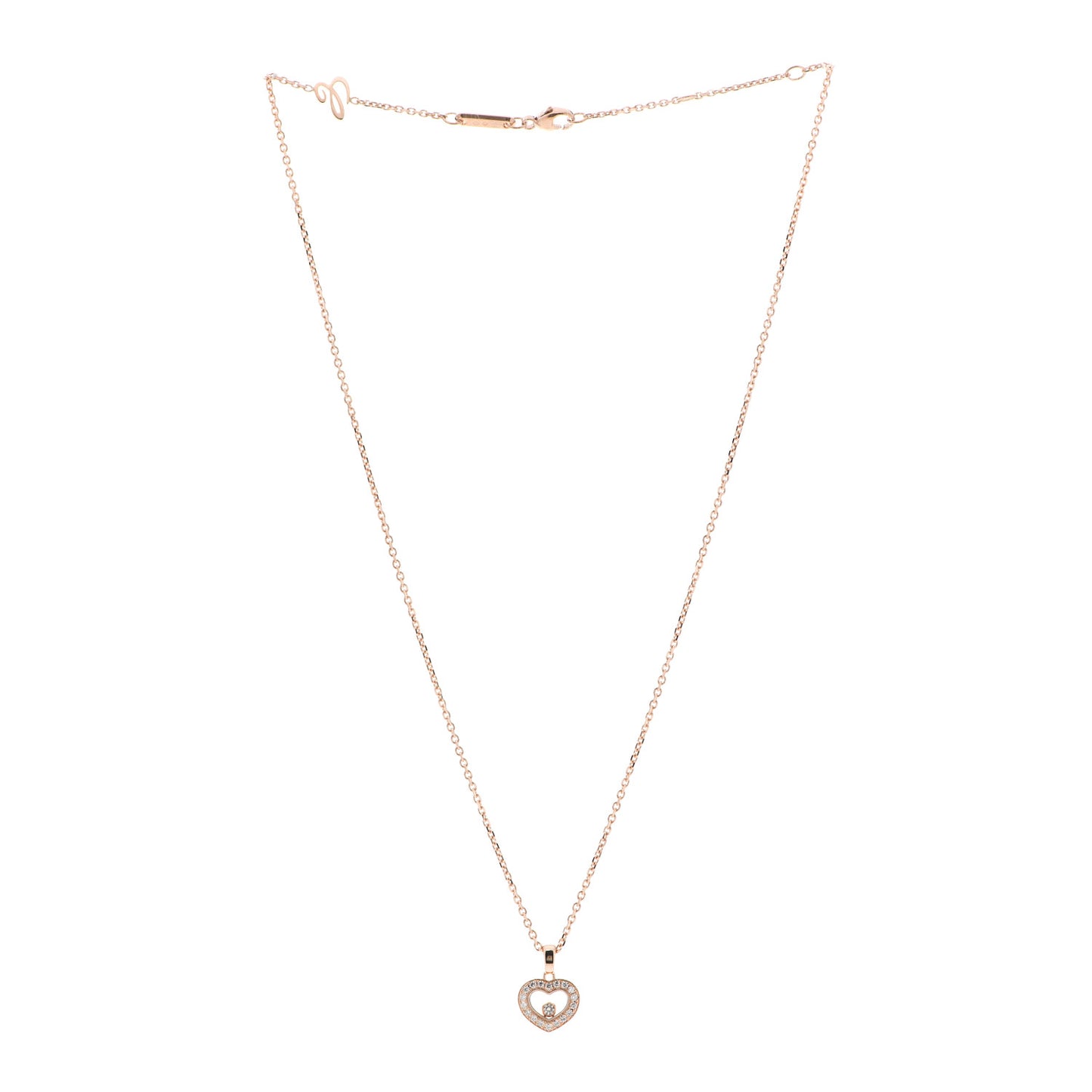 18K Rose Gold Diamond Happy Diamonds Icon Heart Pendant Necklace