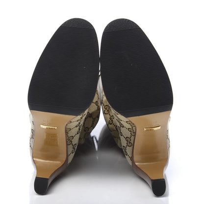 Gucci Monogram Malaga Kid Mid Heel Boots 36.5 Beige Ebony 5 of 8
