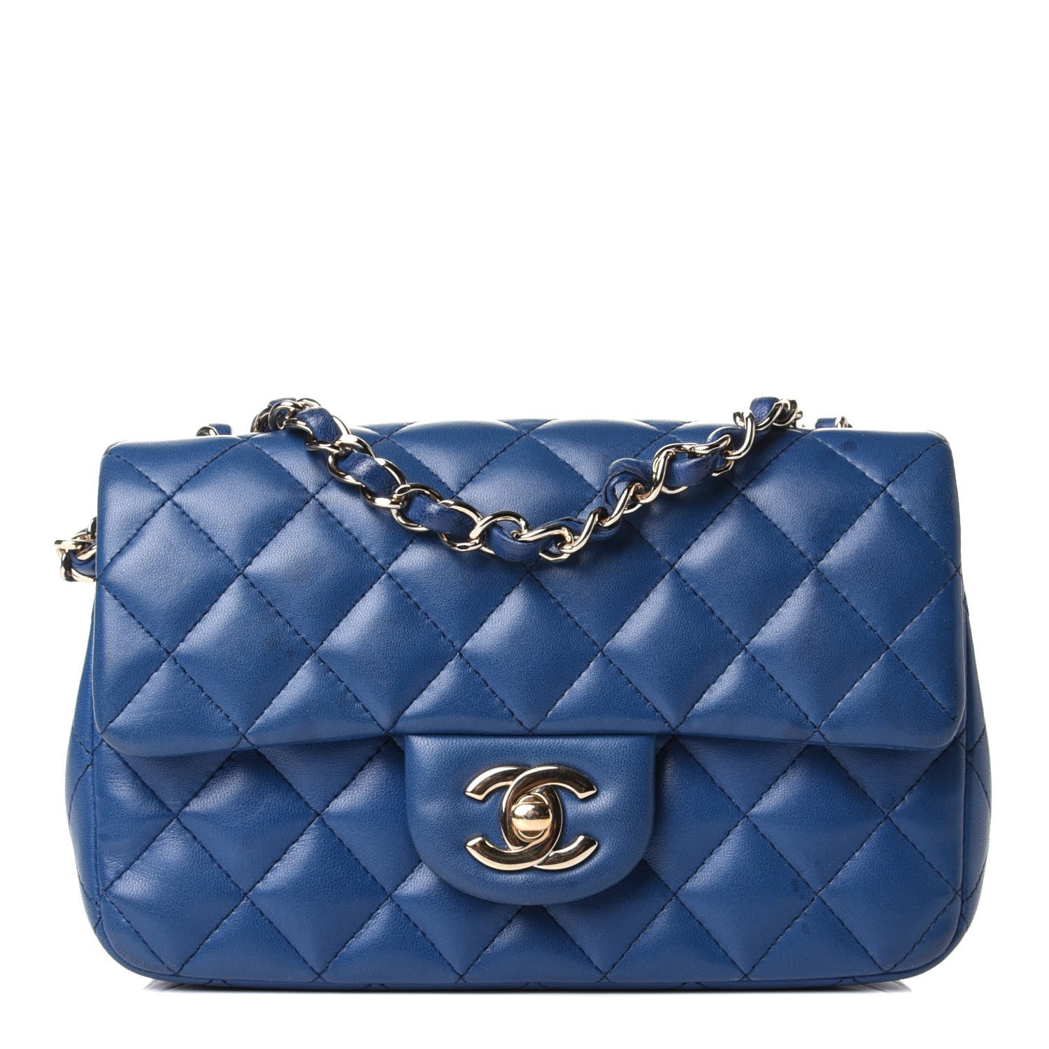 Chanel Lambskin Quilted Mini Rectangular Flap Blue 1 of 4