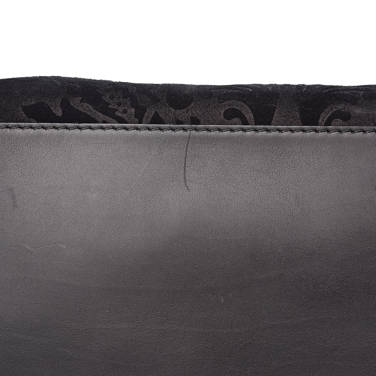 Nubuck Brocade Medium Soft Stirrup Tote Black