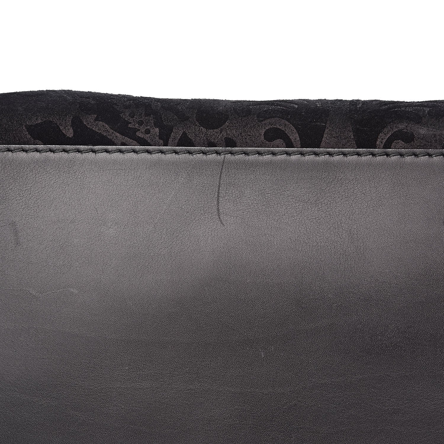 Gucci Nubuck Brocade Medium Soft Stirrup Tote Black 10 of 12