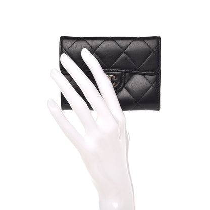 Chanel Lambskin Quilted Flap Card Holder Wallet Black 2 of 11