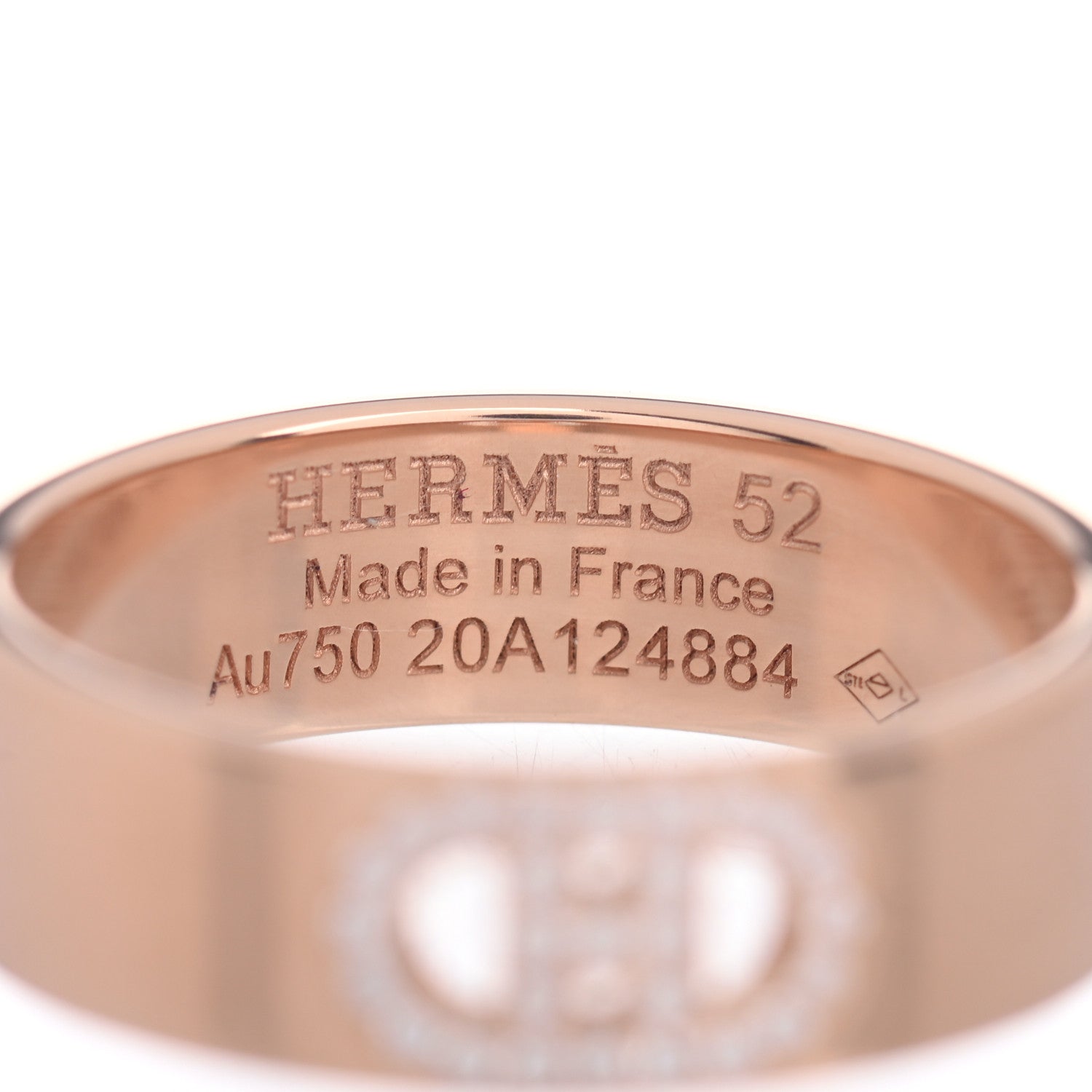 Hermes 18K Rose Gold Diamond PM H D'Ancre Ring 52 6 4 of 5