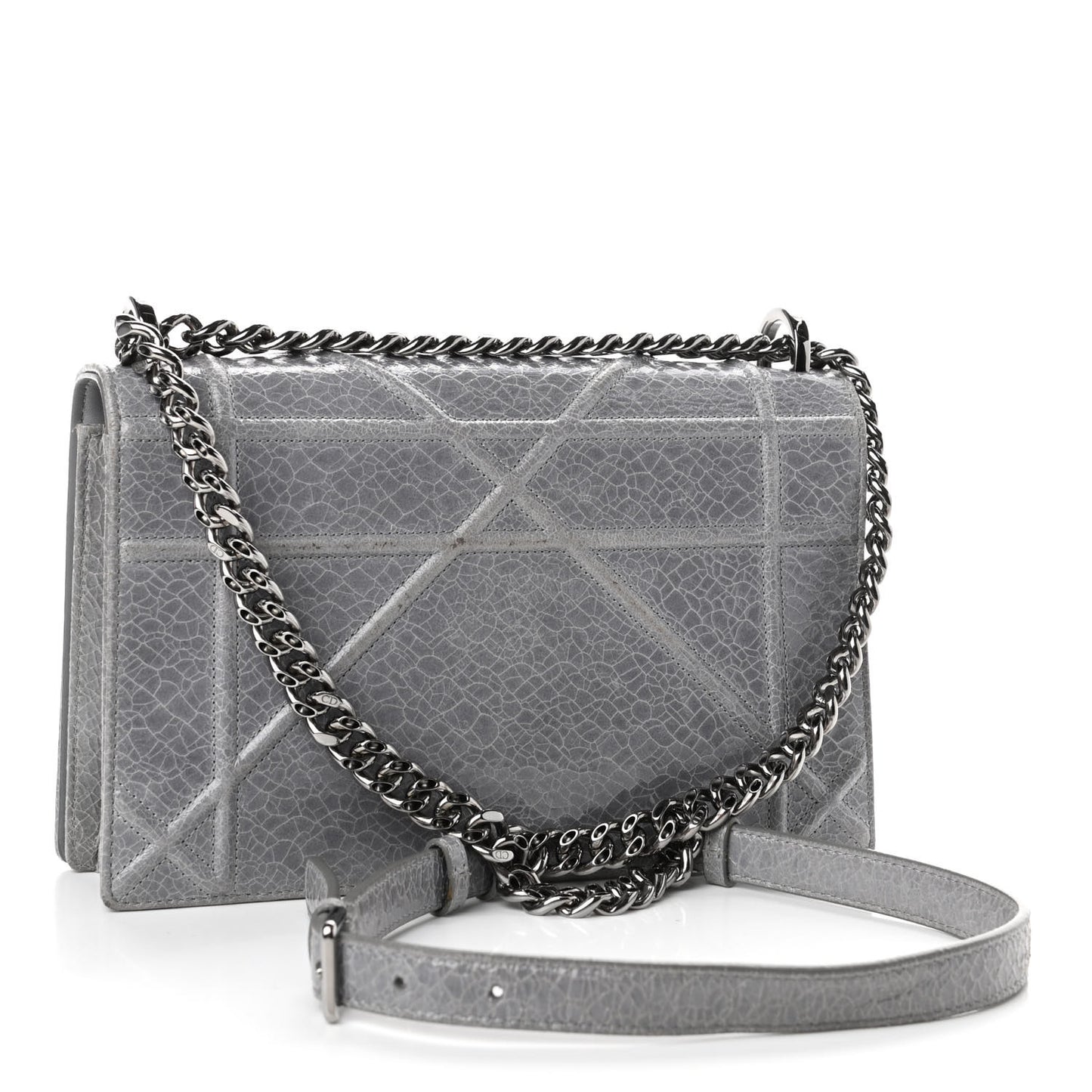 Ceramic Effect Deerskin Medium Diorama Flap Bag Grey