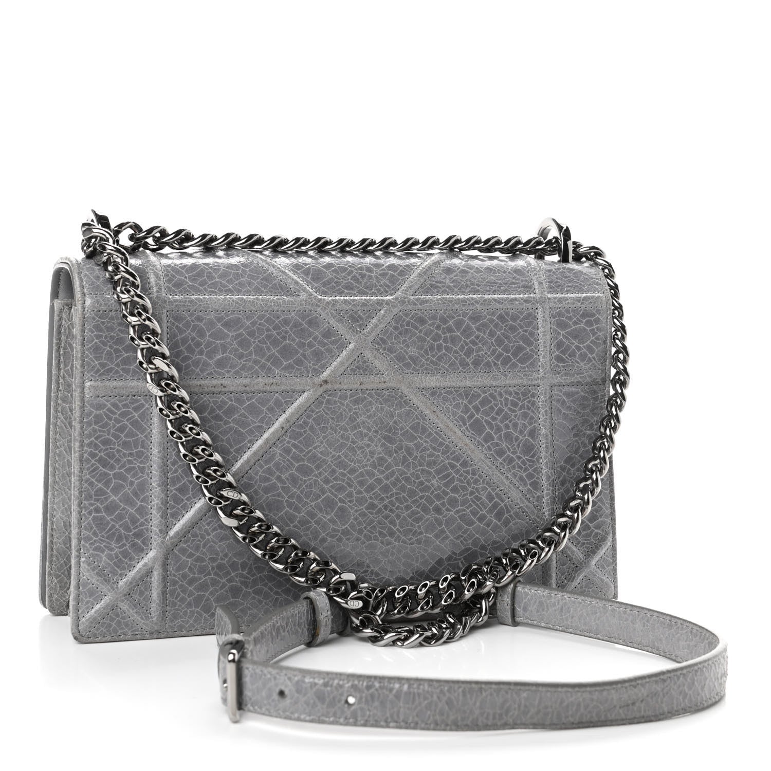 Christian Dior Ceramic Effect Deerskin Medium Diorama Flap Bag Grey 2 of 4