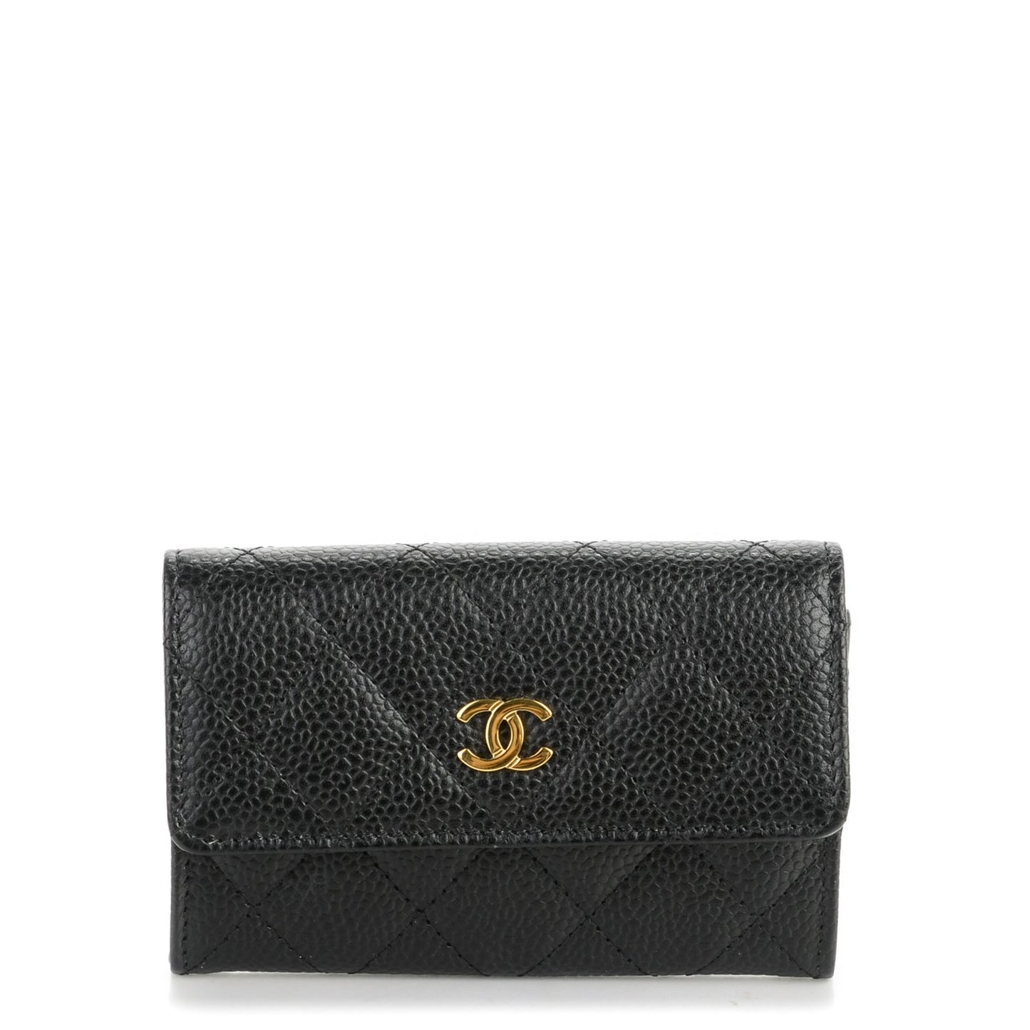 Caviar Quilted Card Holder Black