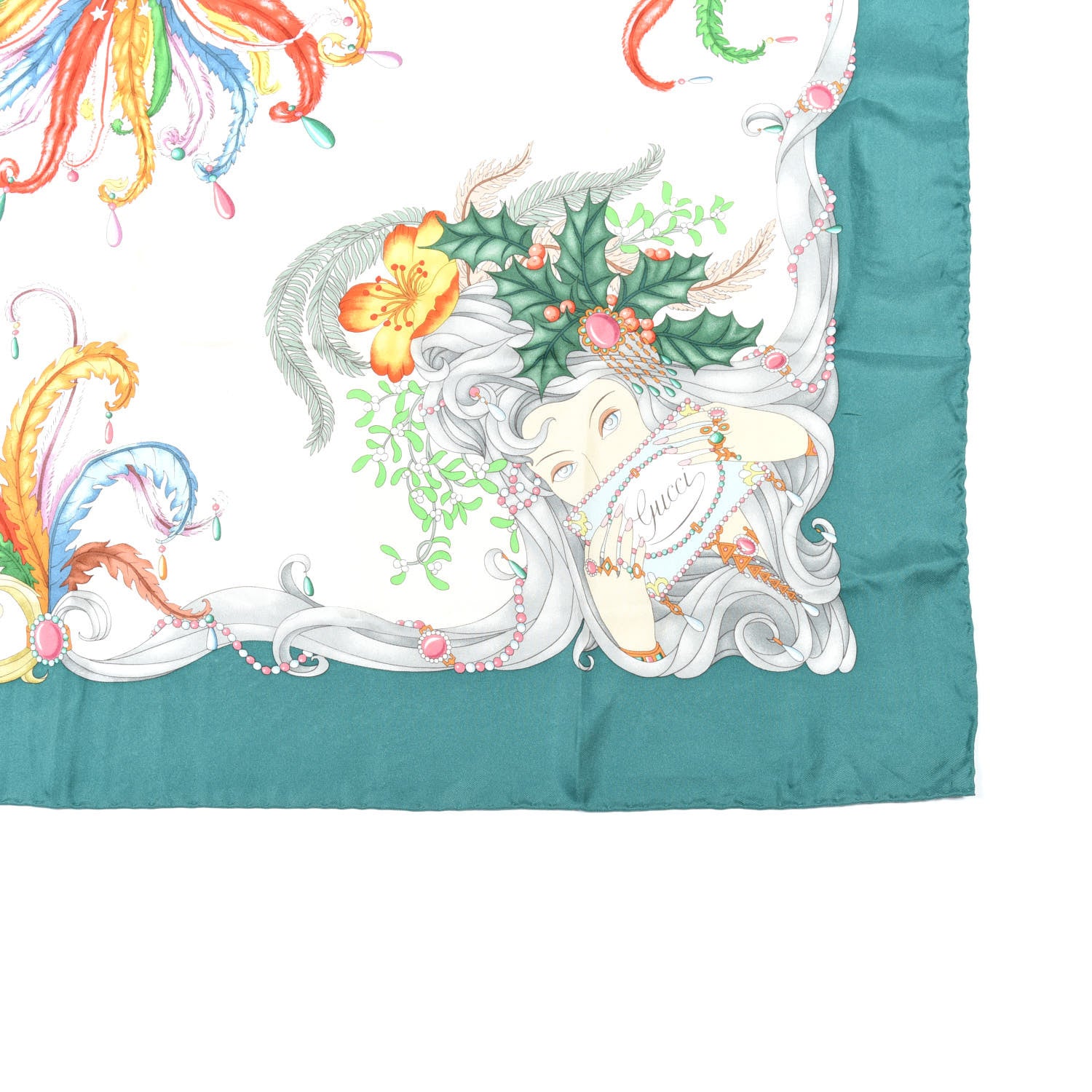 Gucci Silk Floral Feather Square Scarf Multicolor 2 of 3