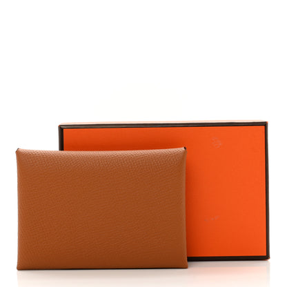 Hermes Epsom Calvi Duo Card Case Gold 7 of 7