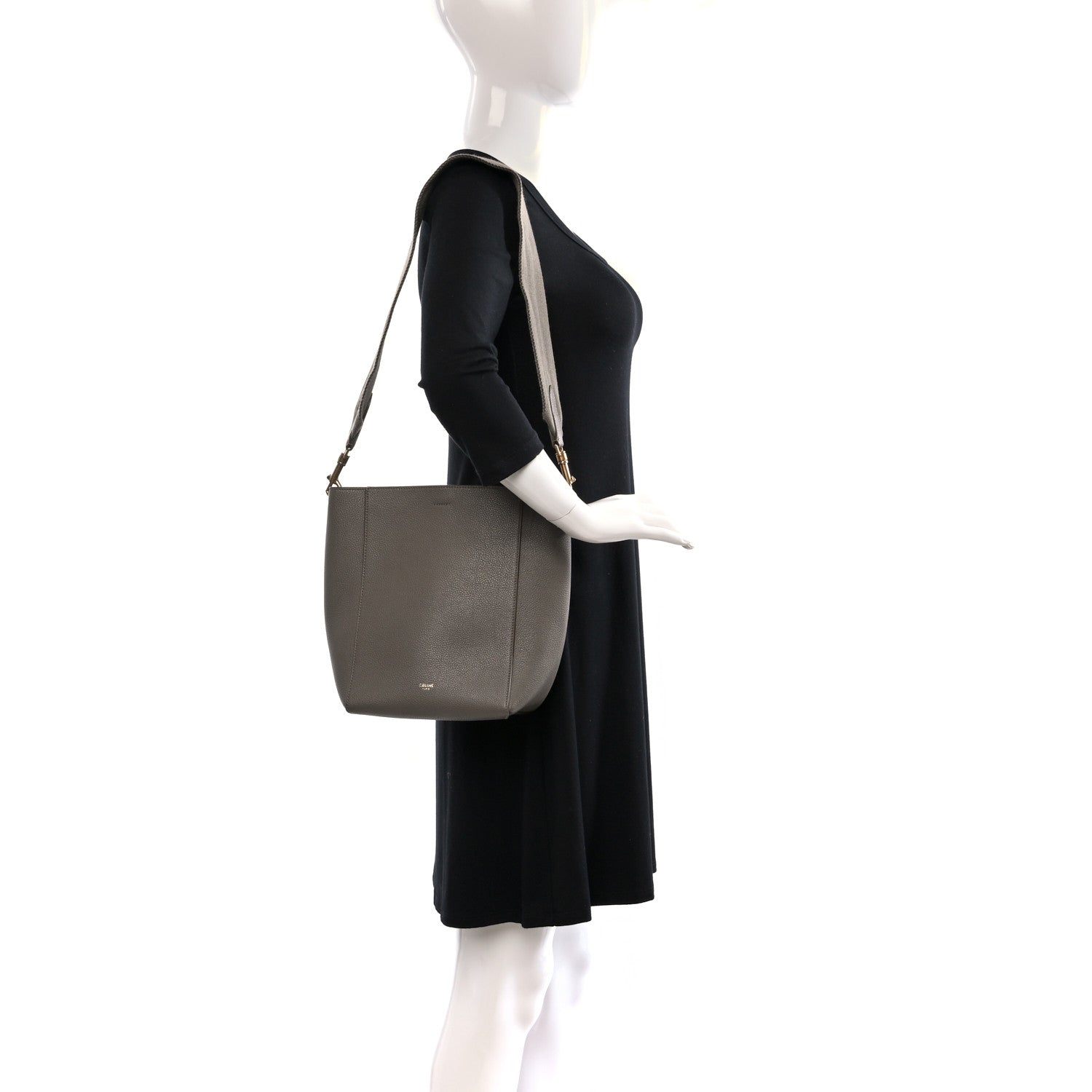 Celine Soft Grained Calfskin Small Sangle Bucket Bag Taupe 2 of 8
