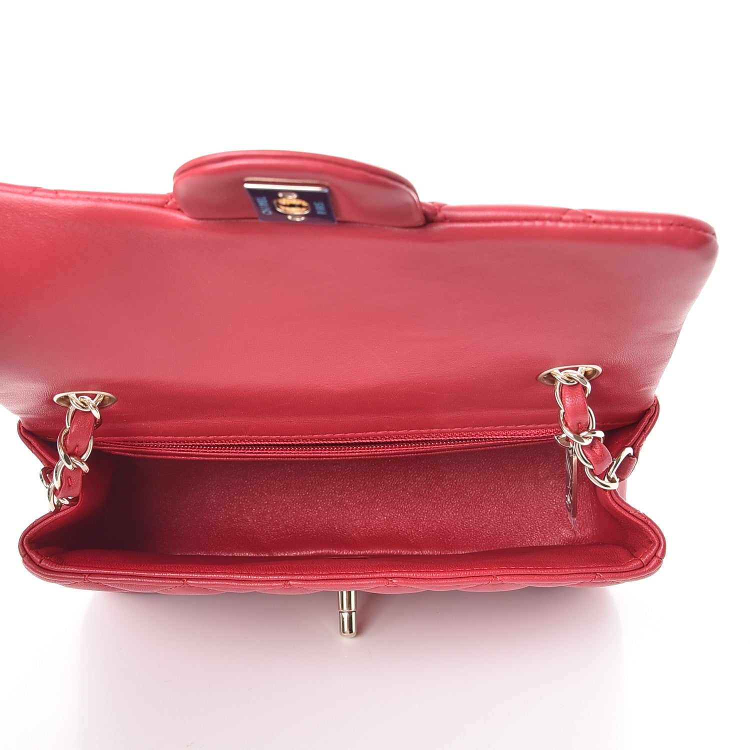 Chanel Lambskin Quilted Mini Rectangular Flap Dark Pink 5 of 9