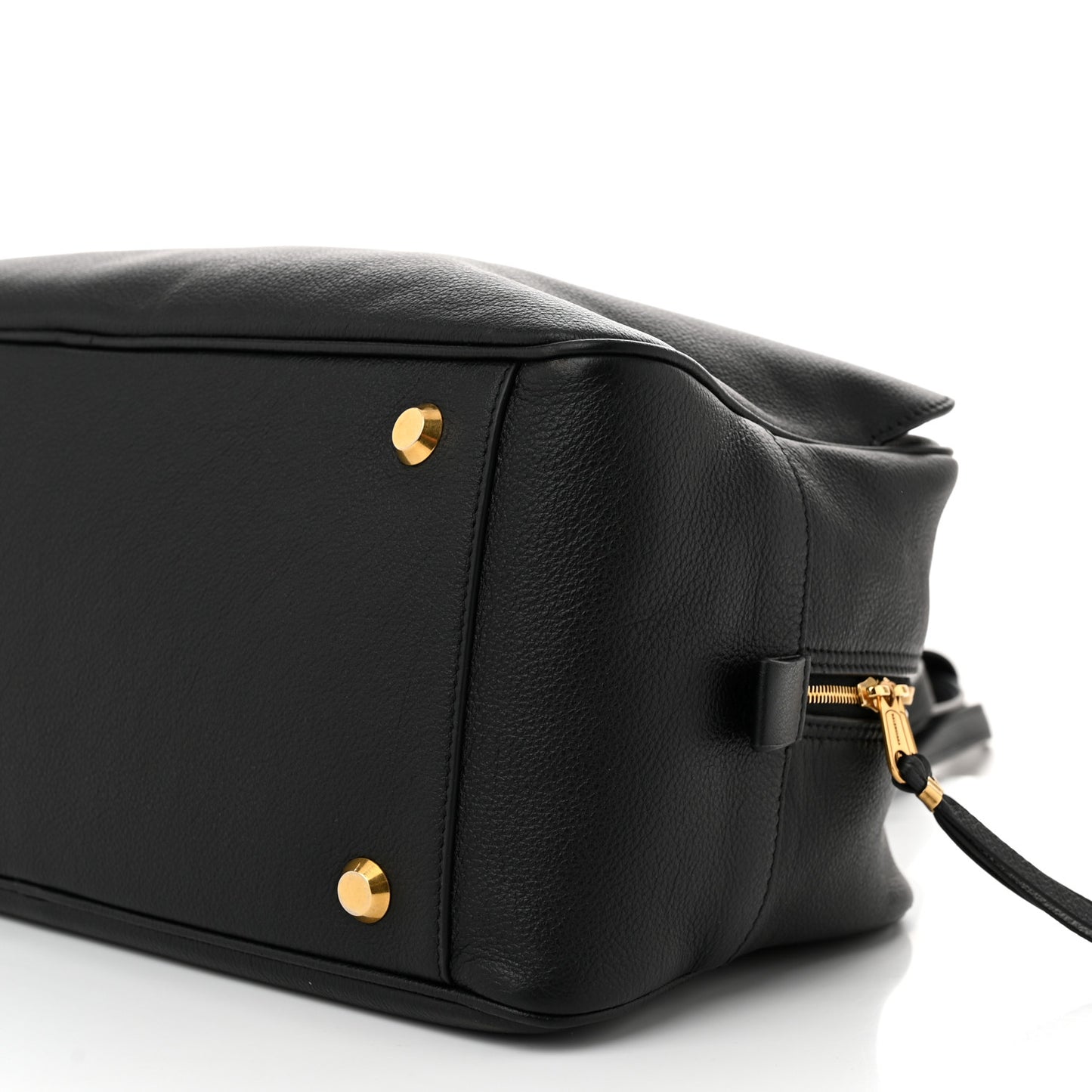 Grained Calfskin Medium Carrie Bowling Bag Black