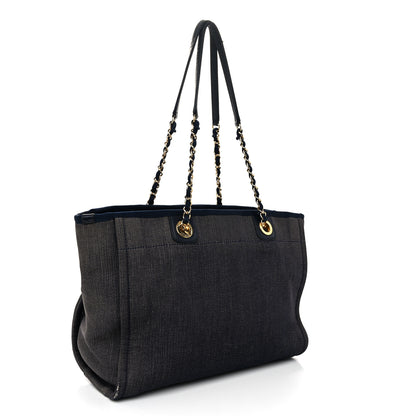 Chanel Denim Small Deauville Tote Dark Blue 3 of 13