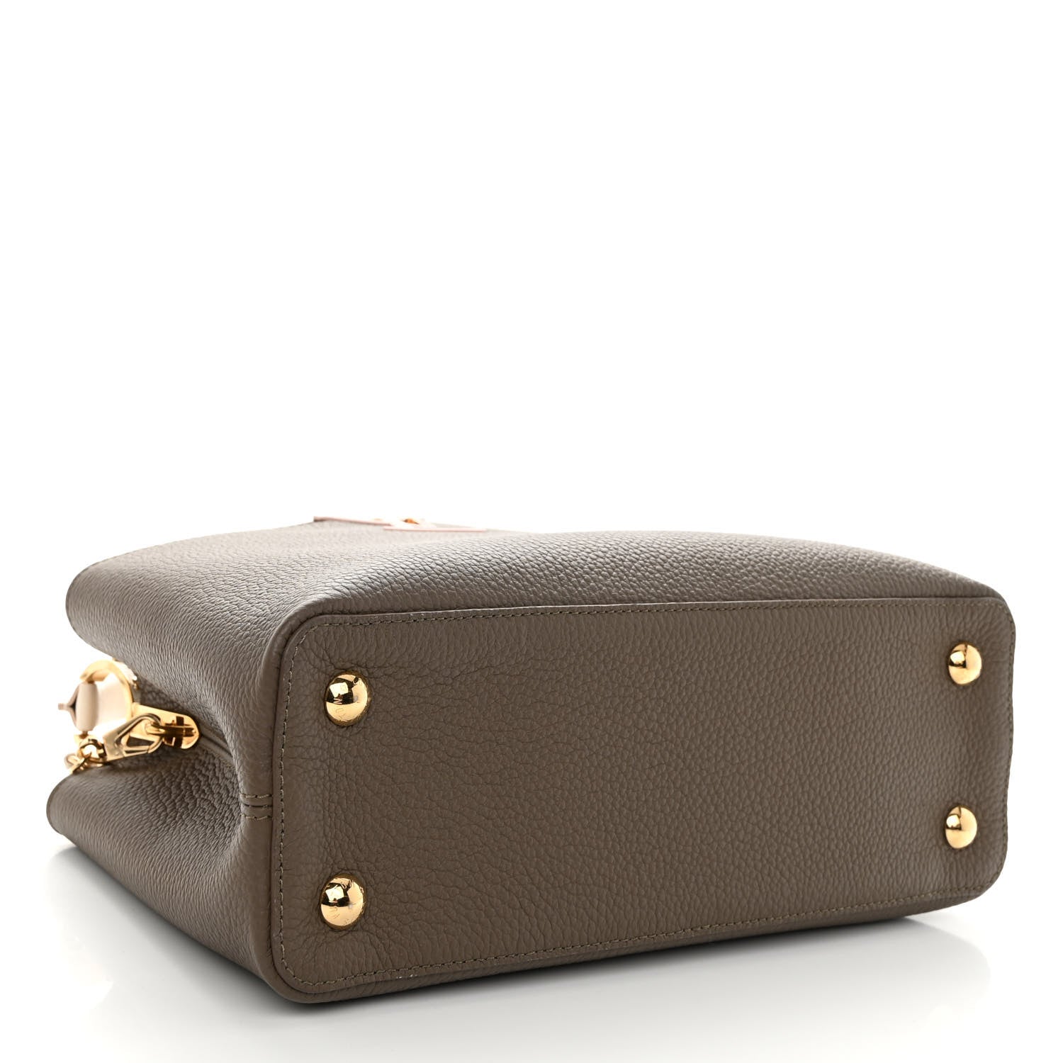 Louis Vuitton Taurillon Capucines MM Smokey Brown Green Creme Pink 4 of 9