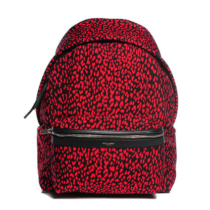 Saint Laurent Printed Canvas Leopard Hunting Backpack Red 1 of 9