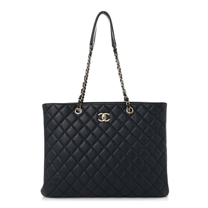 Chanel Caviar Quilted Large CC Shopping Tote Navy 1 of 10