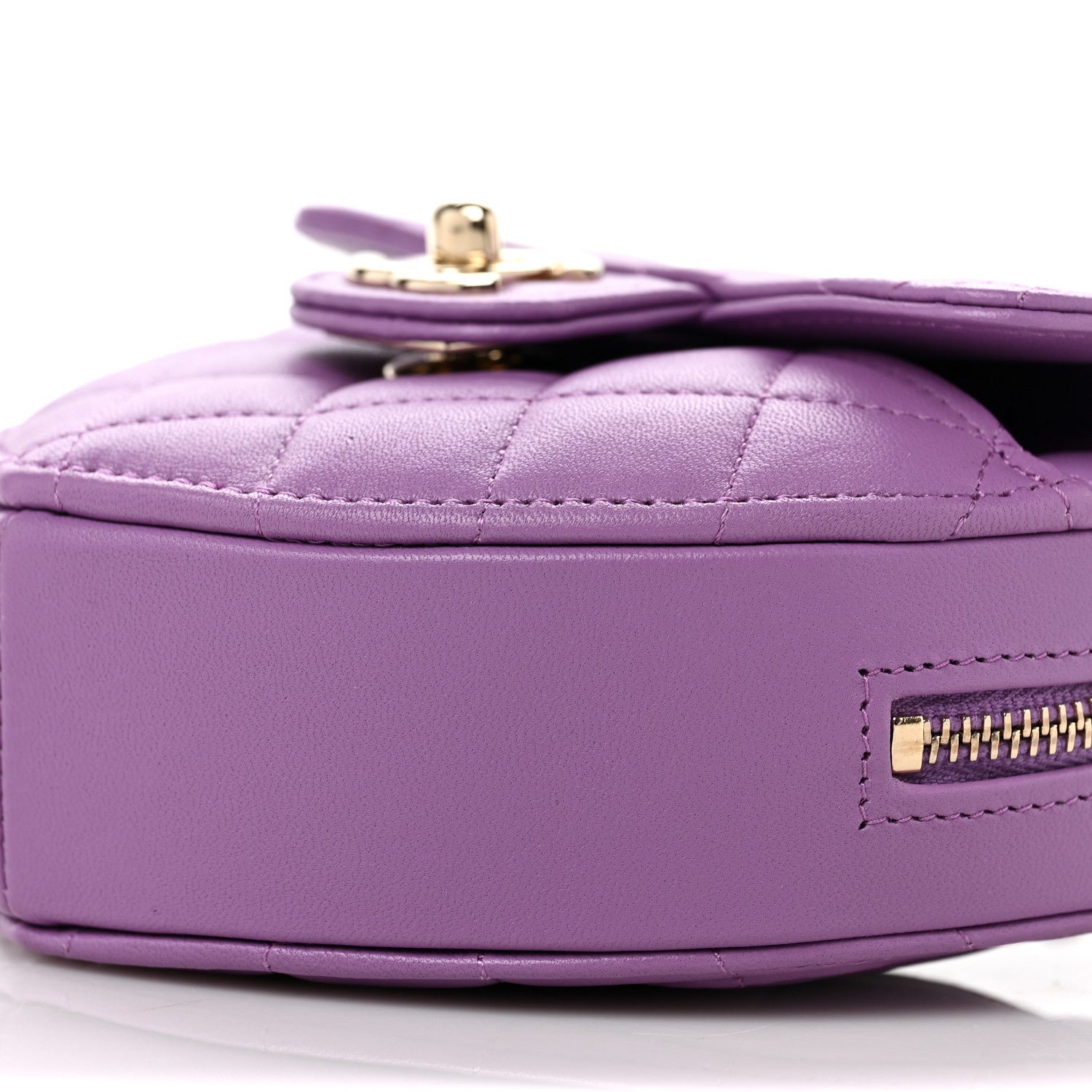 Chanel Lambskin Quilted CC In Love Heart Clutch With Chain Purple 9 of 10