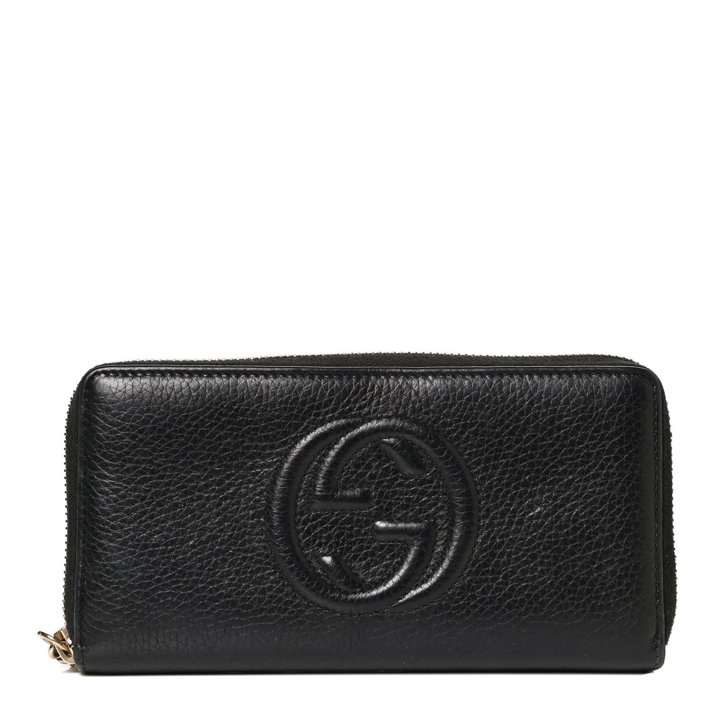 Pebbled Calfskin Soho Zip Around Wallet Black