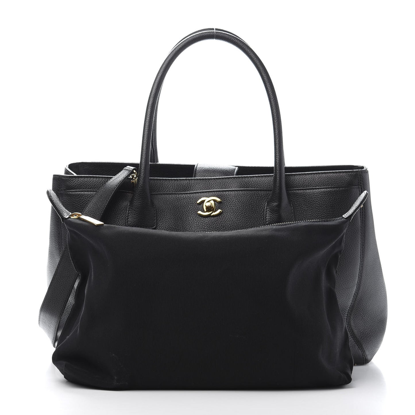 Calfskin Cerf Executive Shopper Tote Black