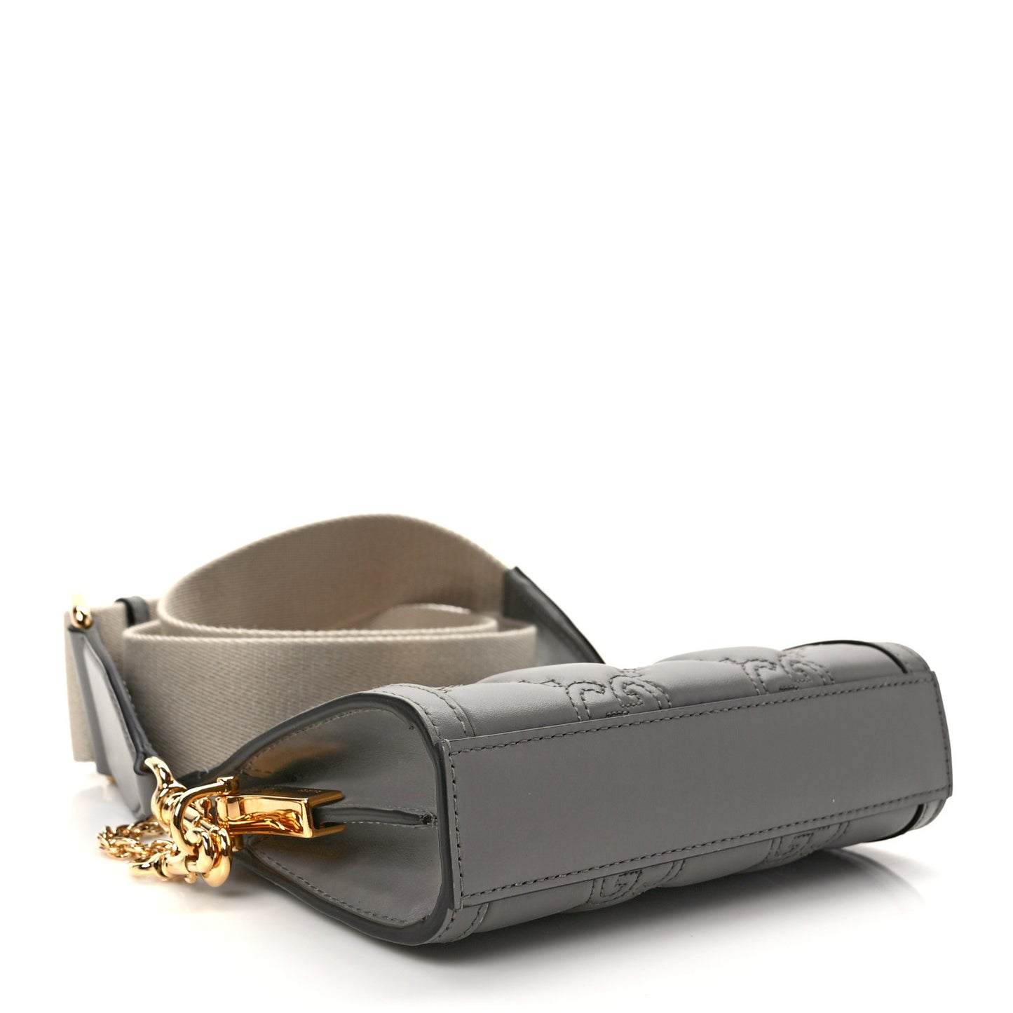 Calfskin GG Matelasse Mini Slim Chain Shoulder Bag Dusty Grey Natural
