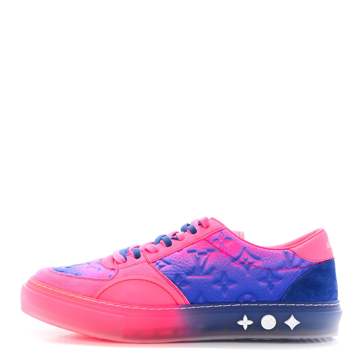 Louis Vuitton Grained Calfskin Embossed Monogram Tie Dye Mens LV Ollie Richelieu Sneakers 8 Pink 1 of 14
