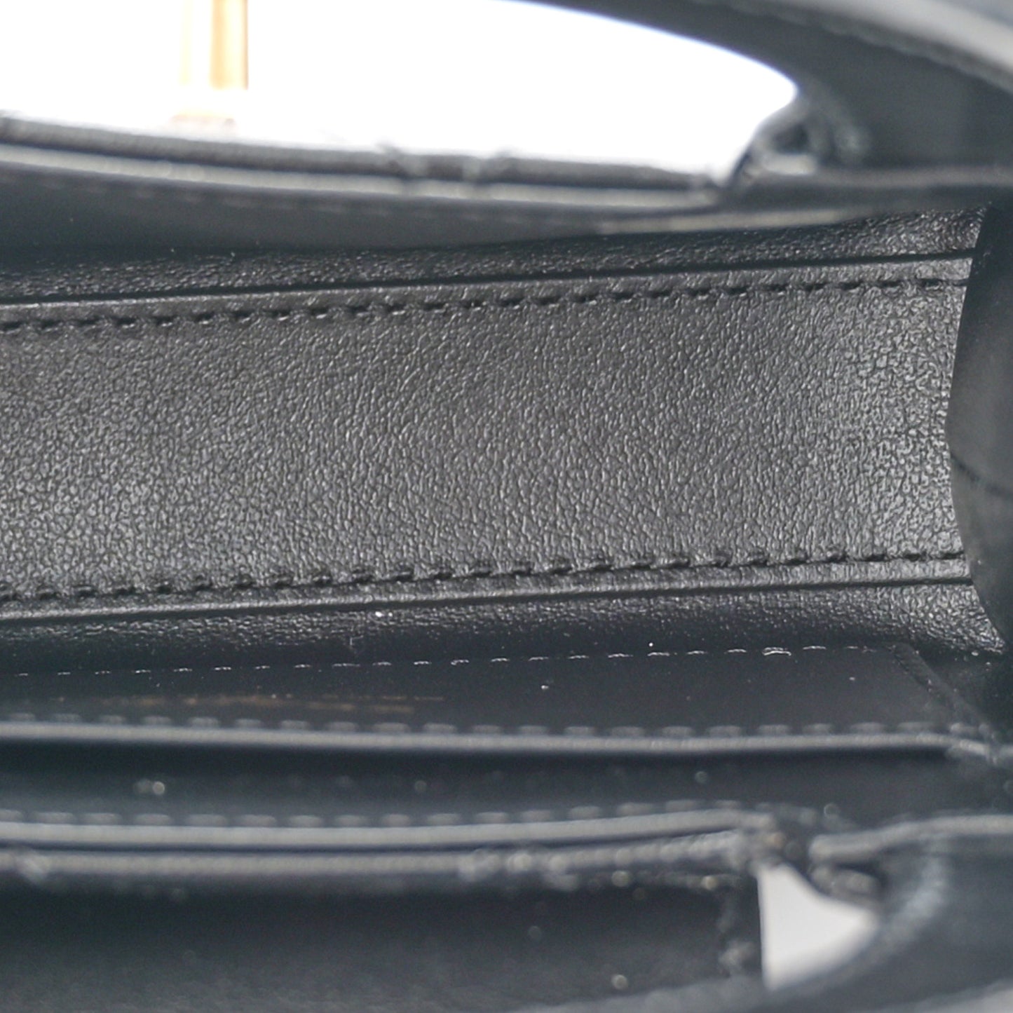 Shiny Aged Calfskin Quilted Mini Nano Kelly Shopper Black