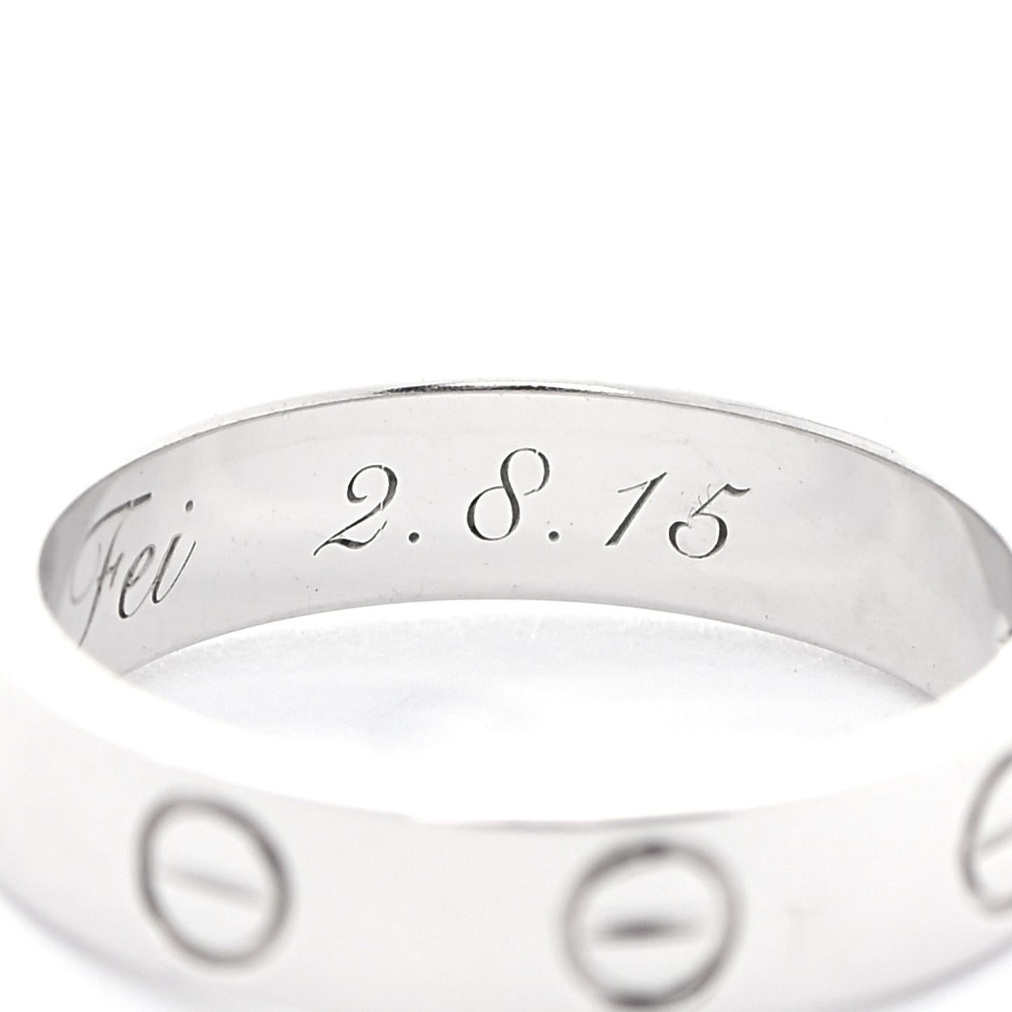 18K White Gold Diamond 4mm LOVE Wedding Band Ring 48 4.5