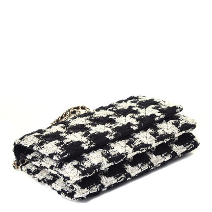 Chanel Tweed Quilted Wallet On Chain WOC Black Ecru White 4 of 10