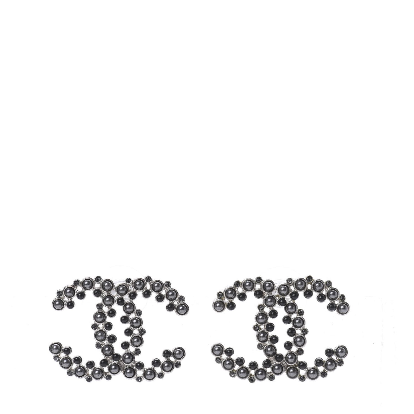 Pearl Crystal Snow Splash CC Earrings Ruthenium
