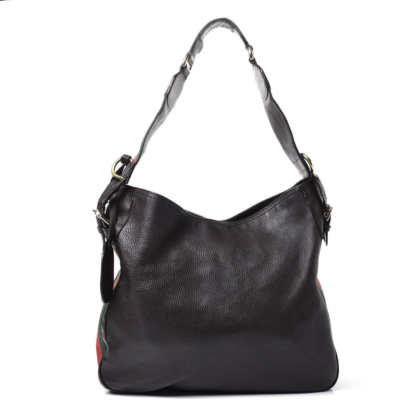 Pebbled Calfskin Medium Heritage Shoulder Bag Dark Brown