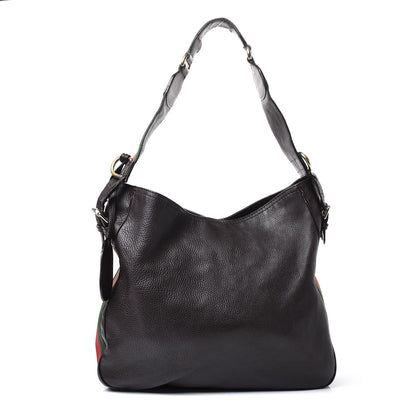 Gucci Pebbled Calfskin Medium Heritage Shoulder Bag Dark Brown 1 of 13