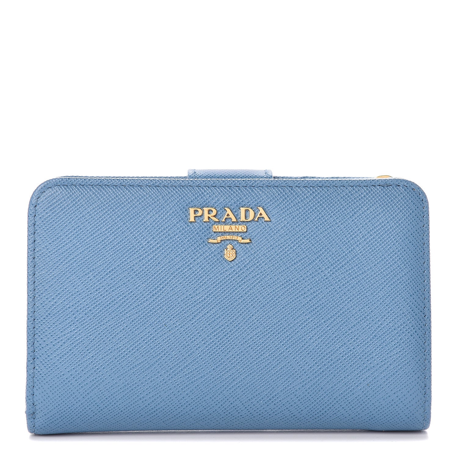 Prada Saffiano Metal Compact Wallet Bluette Mare 1 of 8