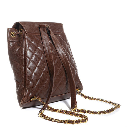 Chanel Caviar Quilted Drawstring Backpack Brown 3 of 7