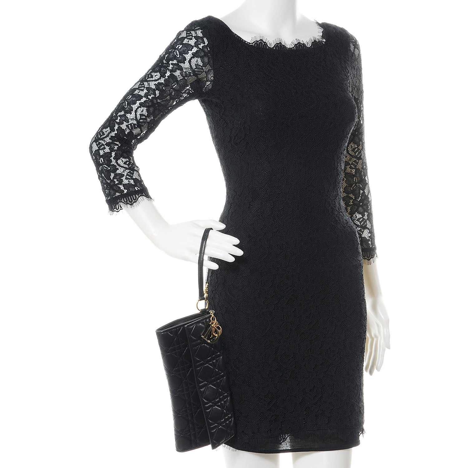 Christian Dior Lambskin Cannage Clutch Black 2 of 8