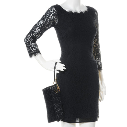 Christian Dior Lambskin Cannage Clutch Black 2 of 8