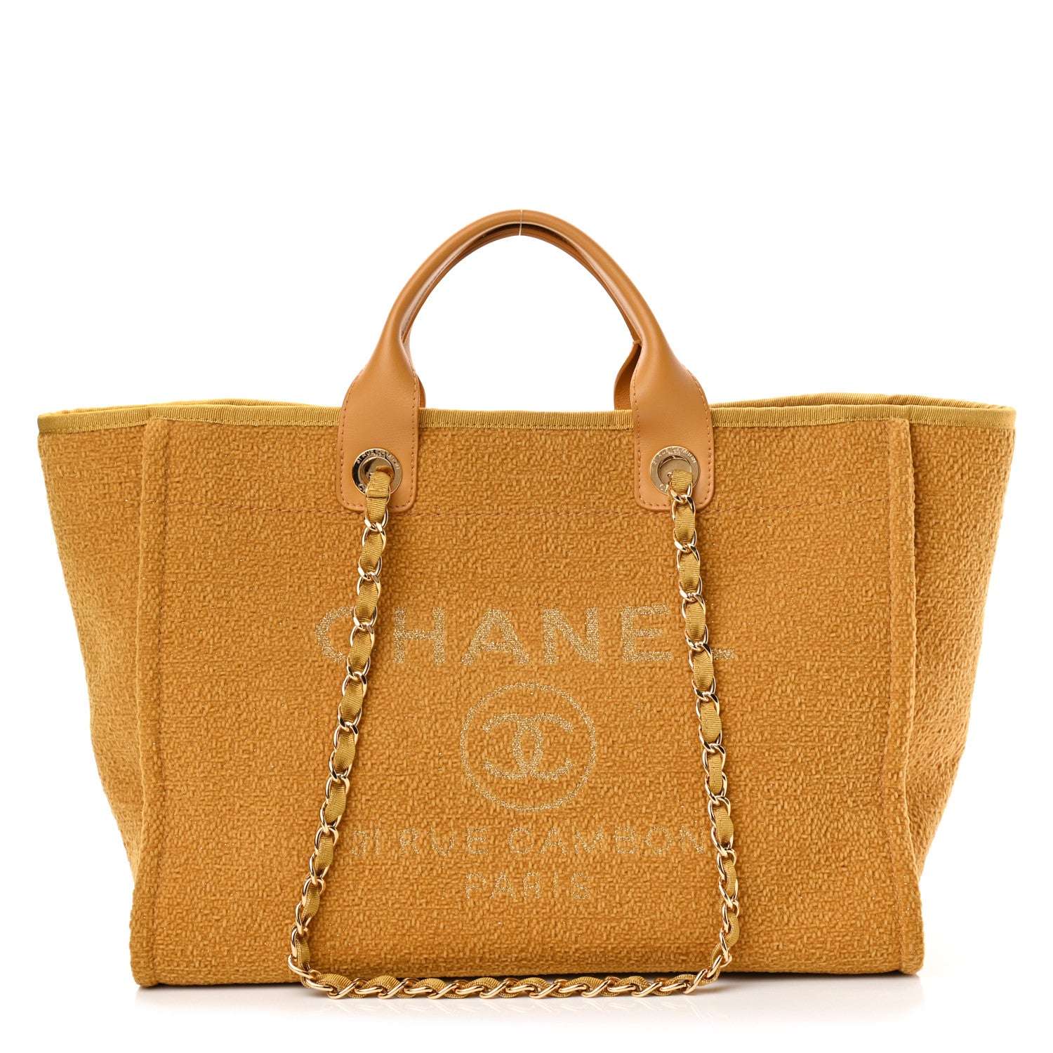 Chanel Lurex Boucle Medium Deauville Tote Yellow 1 of 12