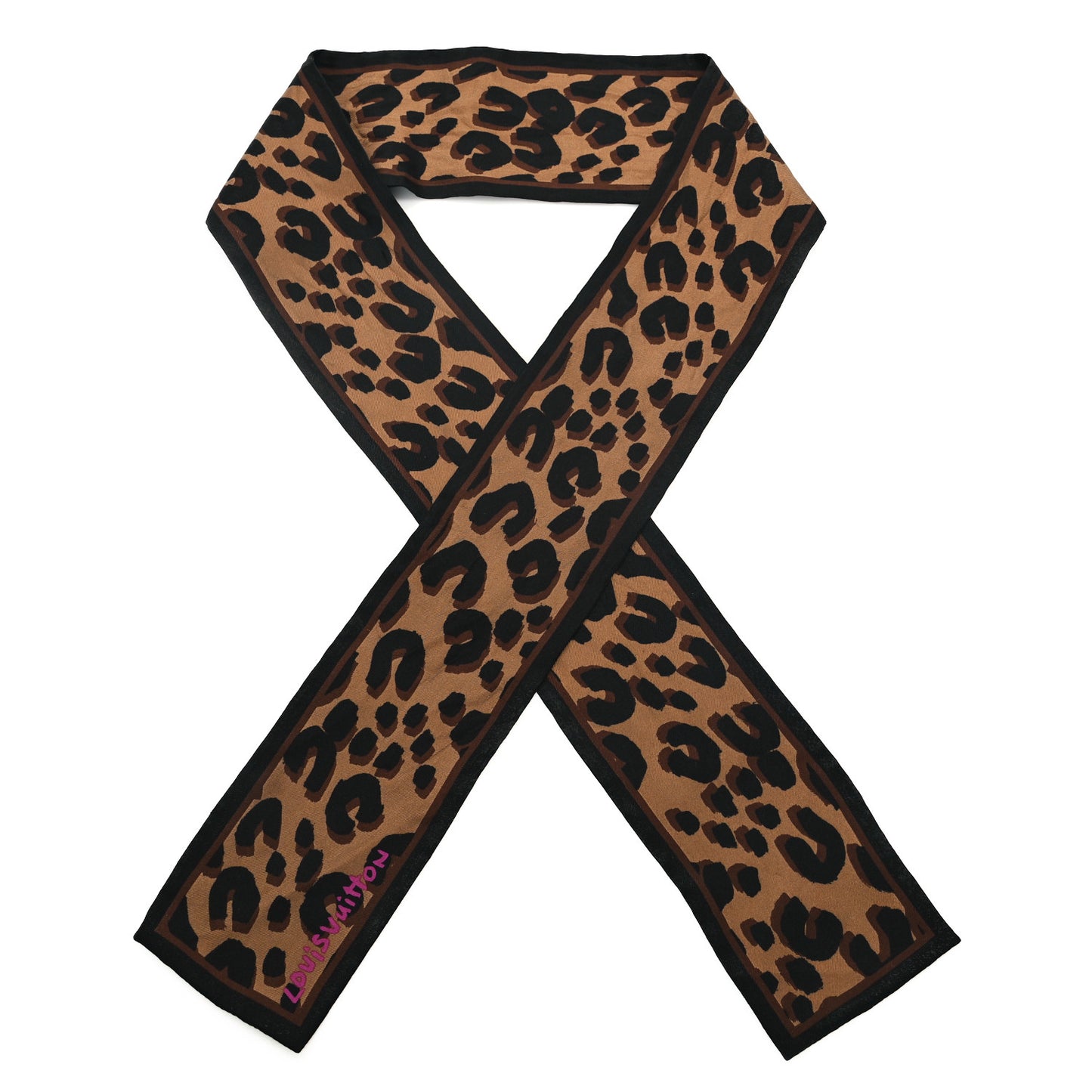 Silk Leopard Bandeau Scarf Marron