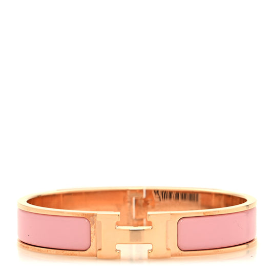 Enamel Narrow Clic Clac H Bracelet GM Rose Delirium
