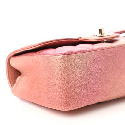 Chanel Metallic Lambskin Quilted Ombre Mini Rectangular Flap Pink 6 of 11