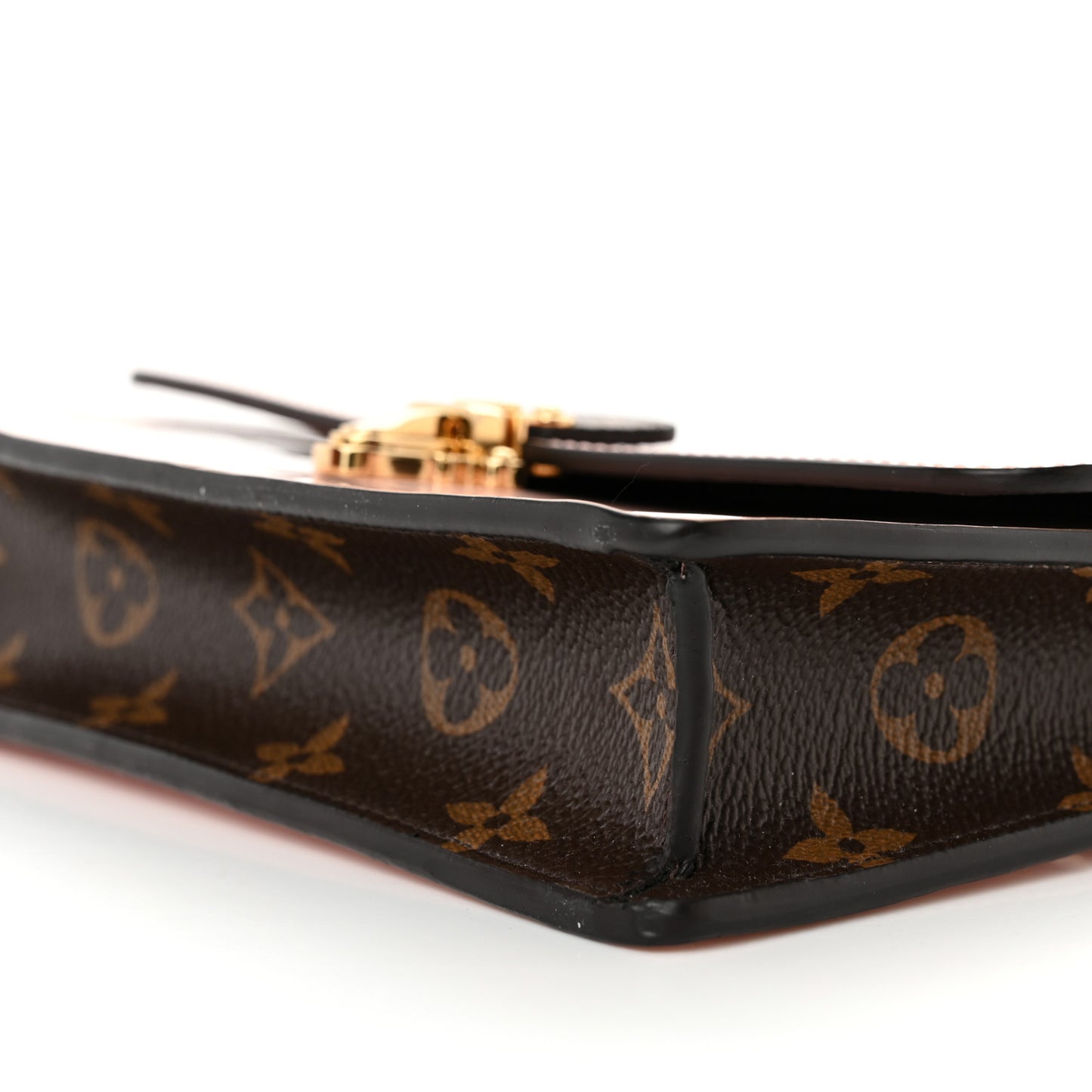 Patent Calfskin Monogram Cherrywood Chain Wallet Rose Ballerine