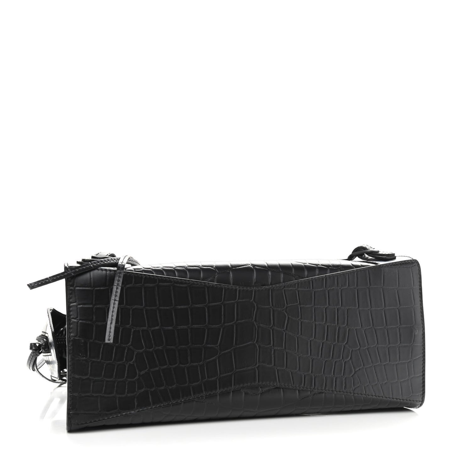 Semi Shiny Calfskin Crocodile Embossed Neo Classic Black Hardware S City Black